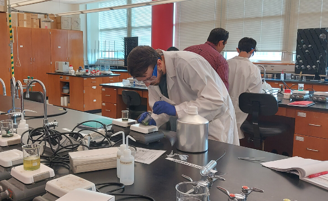 Josh James works on an experiment during the GearHeadsSA camp