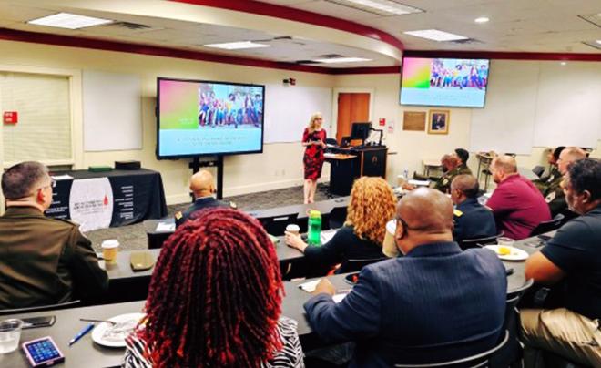 Classroom with participants at the  H-E-B School of Business and Administration