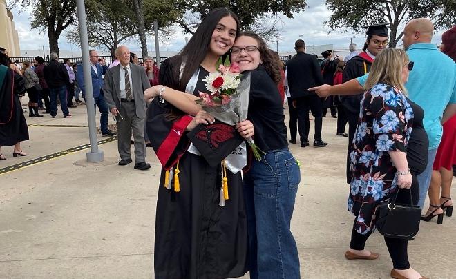 Garza and her sister attending her sister's graduation